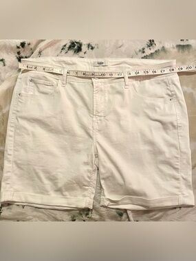 S 16 White Casual Stretchy Denim Shorts